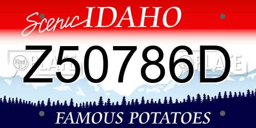 Z50786D Idaho License Plate