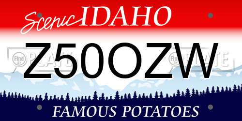 Z50OZW Idaho License Plate