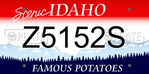 Z5152S Idaho License Plate