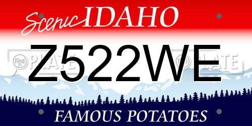 Z522WE Idaho License Plate