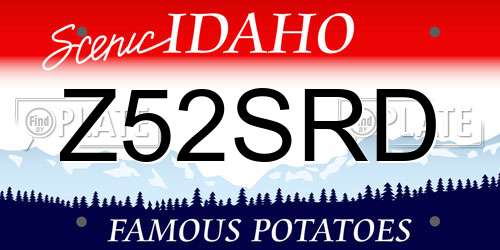 Z52SRD Idaho License Plate
