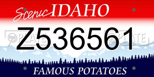 Z536561 Idaho License Plate