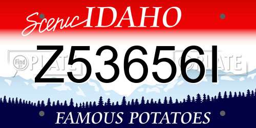 Z53656I Idaho License Plate