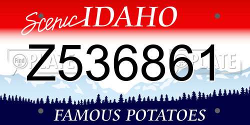 Z536861 Idaho License Plate