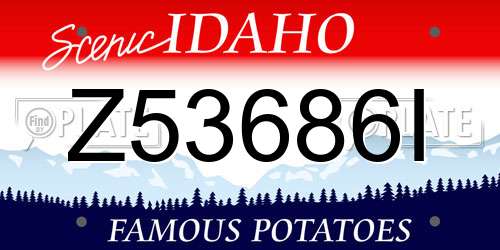 Z53686I Idaho License Plate