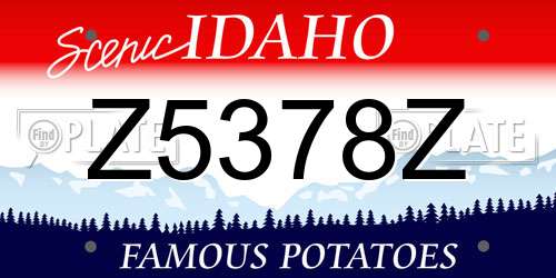 Z5378Z Idaho License Plate