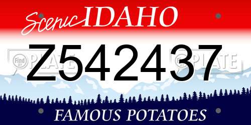Z542437 Idaho License Plate