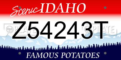Z54243T Idaho License Plate