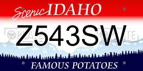 Z543SW Idaho License Plate