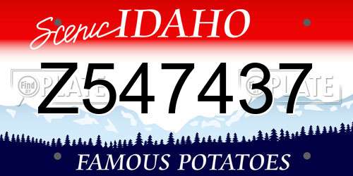 Z547437 Idaho License Plate