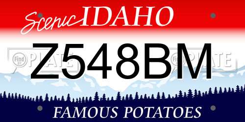 Z548BM Idaho License Plate
