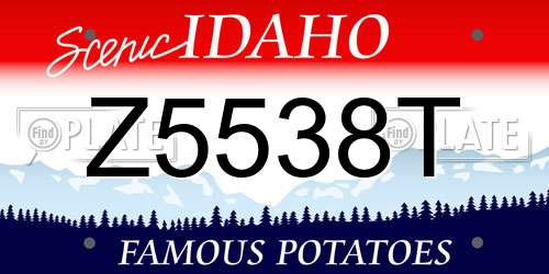 Z5538T Idaho License Plate
