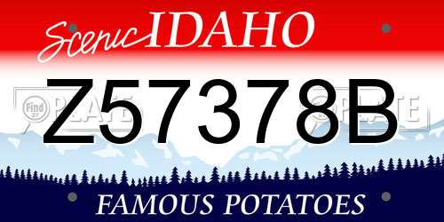 Z57378B Idaho License Plate