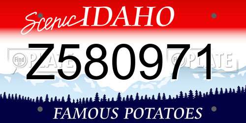 Z580971 Idaho License Plate