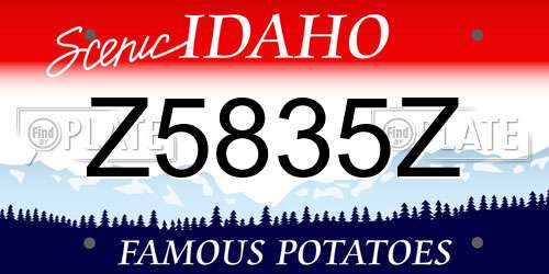 Z5835Z Idaho License Plate
