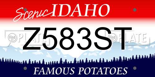 Z583ST Idaho License Plate