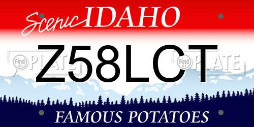 Z58LCT Idaho License Plate