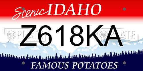 Z618KA Idaho License Plate