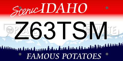 Z63TSM Idaho License Plate