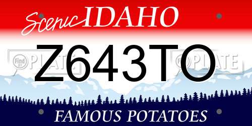 Z643TO Idaho License Plate
