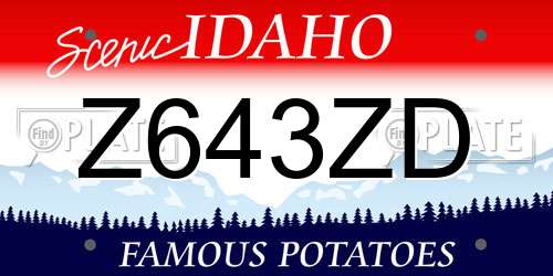 Z643ZD Idaho License Plate