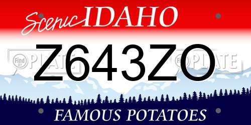 Z643ZO Idaho License Plate