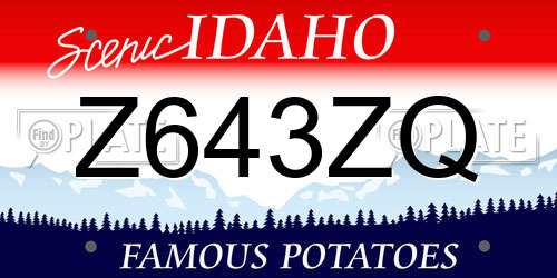 Z643ZQ Idaho License Plate