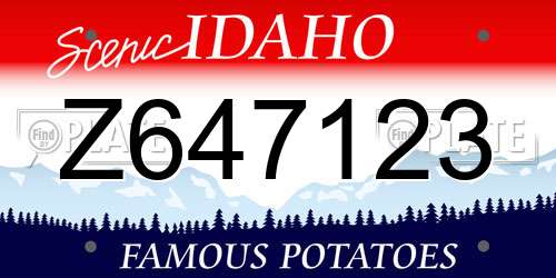 Z647123 Idaho License Plate