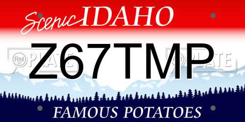 Z67TMP Idaho License Plate