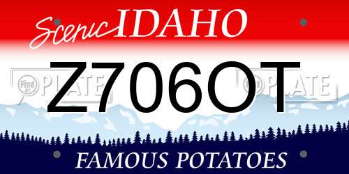 Z706OT Idaho License Plate