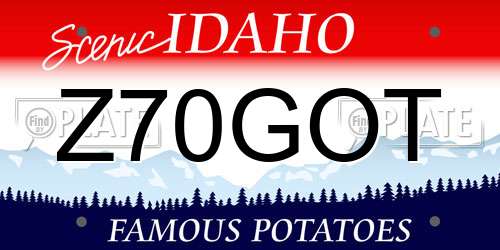 Z70GOT Idaho License Plate
