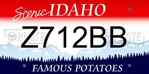 Z712BB Idaho License Plate
