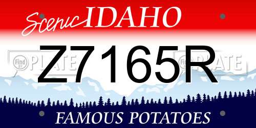 Z7165R Idaho License Plate