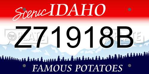 Z71918B Idaho License Plate