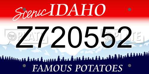 Z720552 Idaho License Plate
