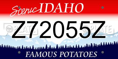 Z72055Z Idaho License Plate