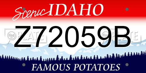 Z72059B Idaho License Plate