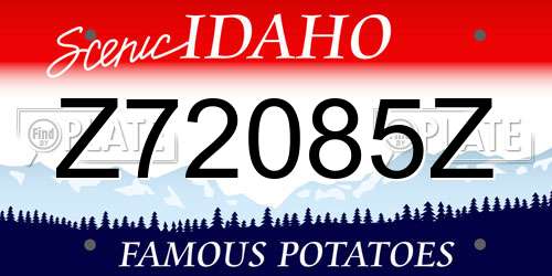 Z72085Z Idaho License Plate