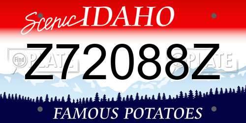 Z72088Z Idaho License Plate