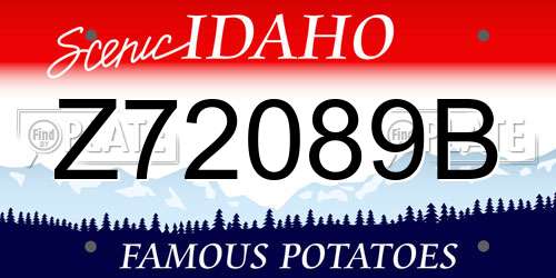 Z72089B Idaho License Plate