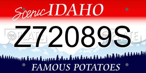 Z72089S Idaho License Plate