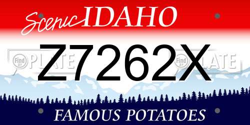 Z7262X Idaho License Plate