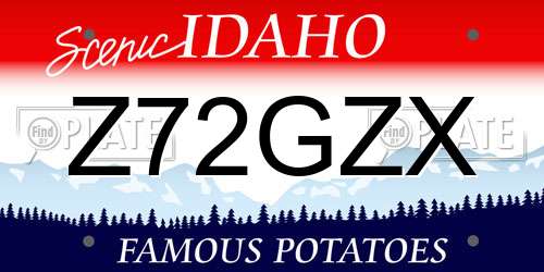 Z72GZX Idaho License Plate
