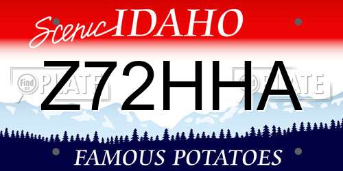 Z72HHA Idaho License Plate