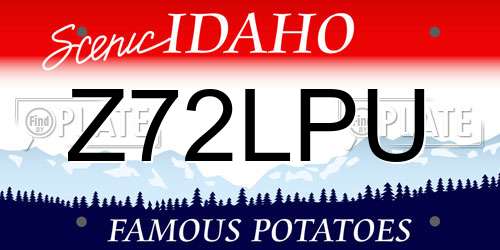 Z72LPU Idaho License Plate