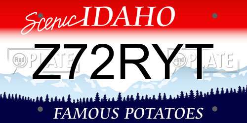 Z72RYT Idaho License Plate