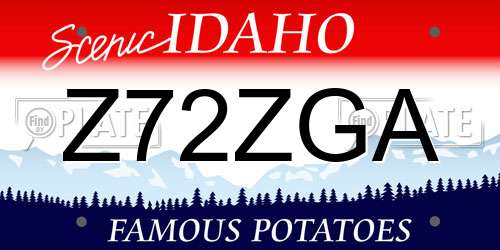 Z72ZGA Idaho License Plate