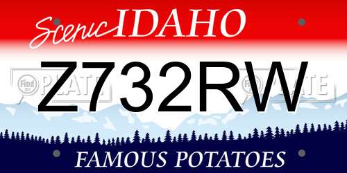 Z732RW Idaho License Plate
