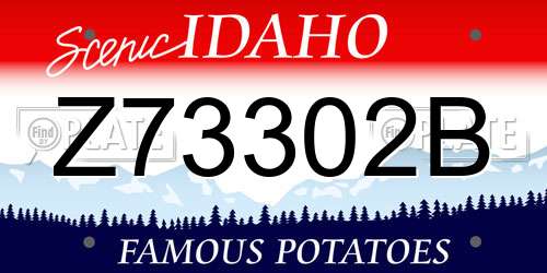 Z73302B Idaho License Plate
