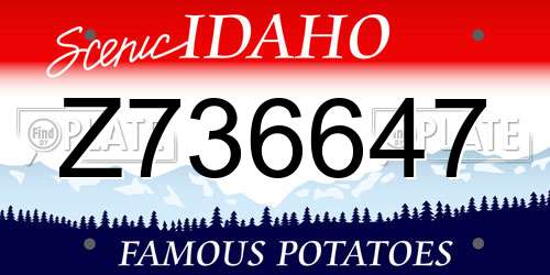 Z736647 Idaho License Plate